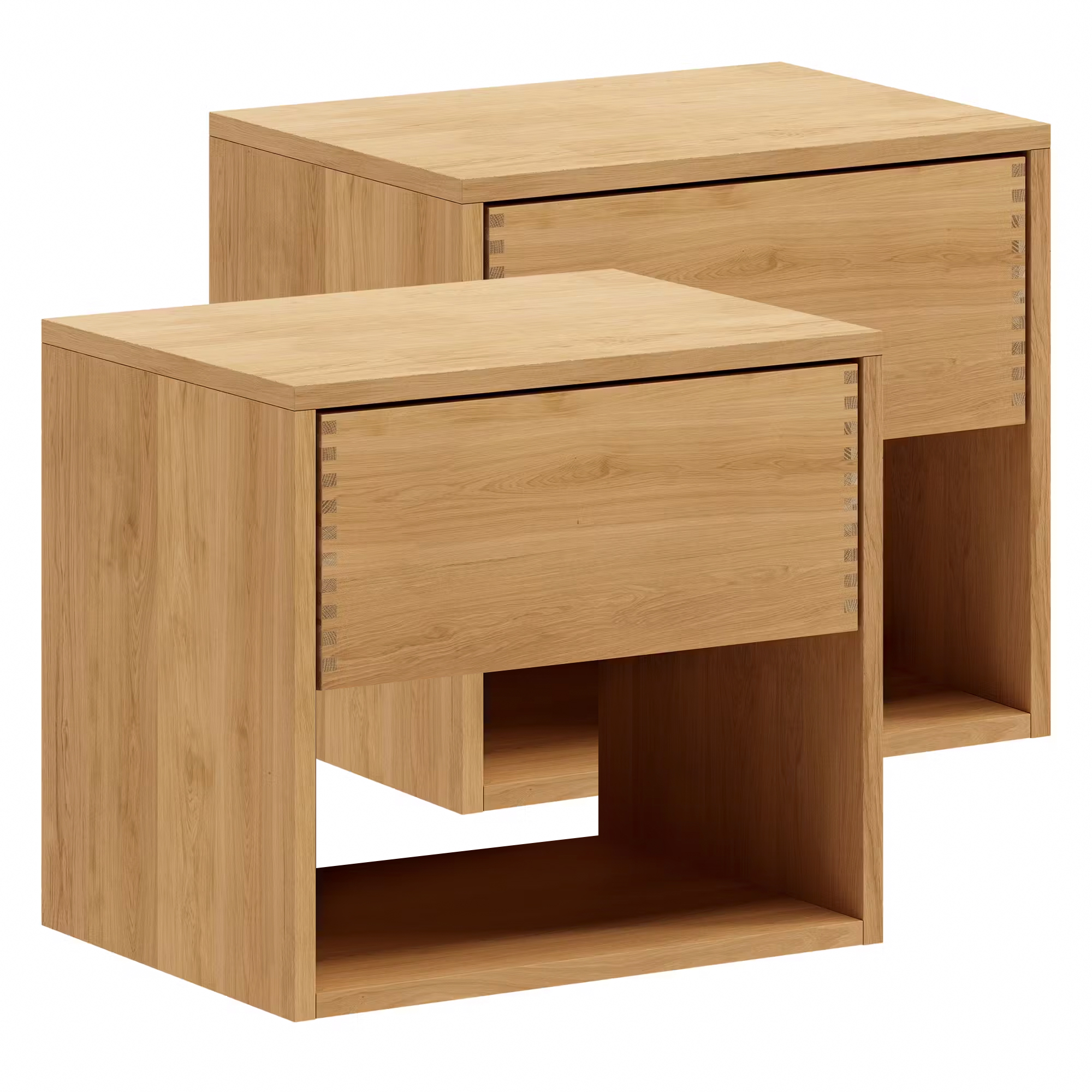 Naturolieret Just Wood Sengebord Sæt - Elegant Opbevaring