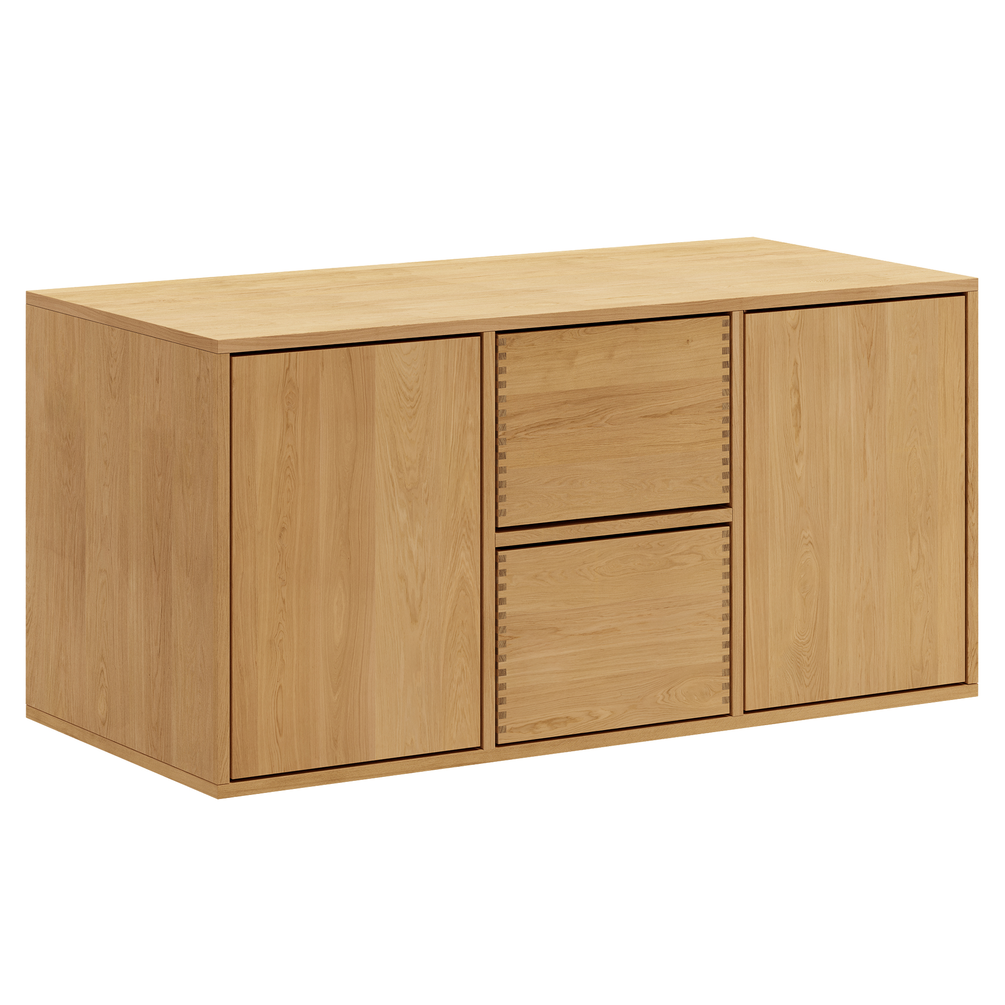 Elegant Just Wood Skænk med Hylder og Skuffer til Stuen