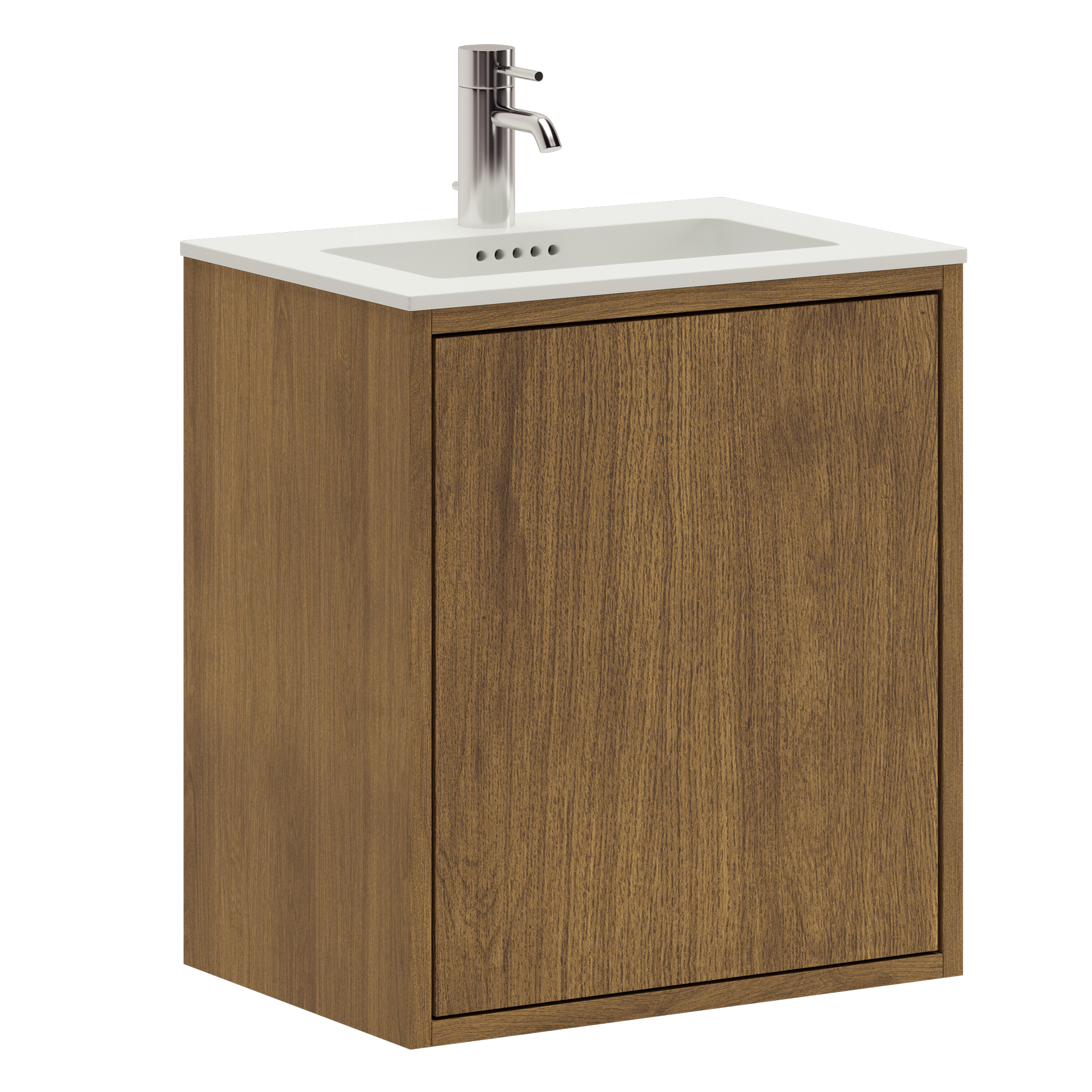 Mørkolieret Just Wood Slim Badmøbel med Solid Surface Top