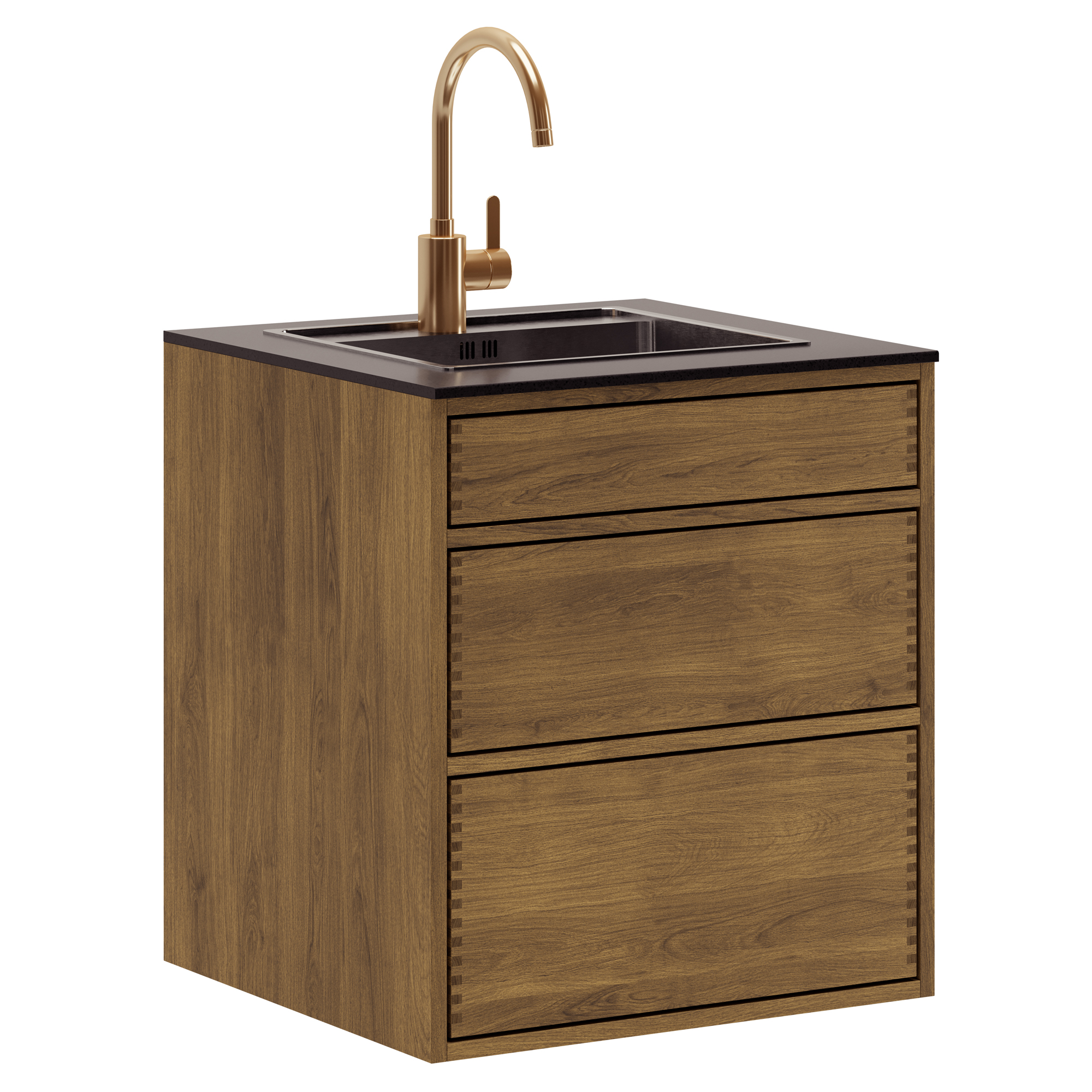 Elegant Mørkolieret Just Wood Vaskeskab – Stilfuld Løsning