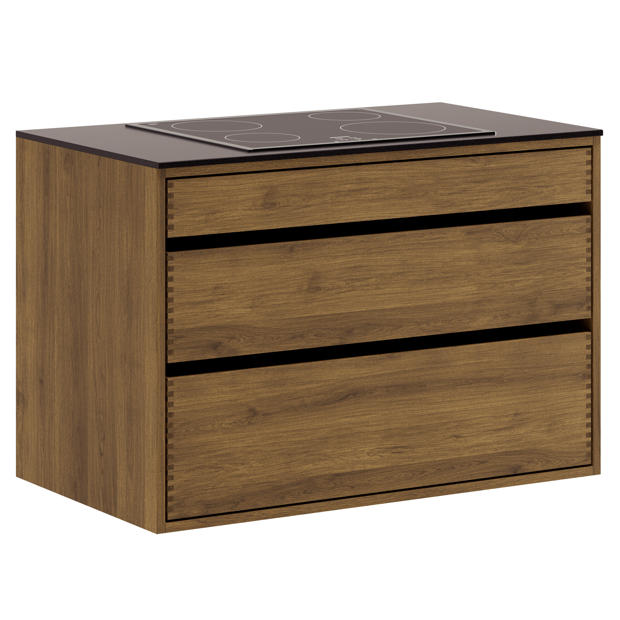 Mørkolieret Just Wood Underskab til Kogeplade – Elegant Design