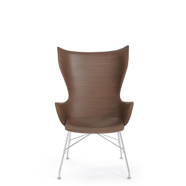 Kartell K Wood Lænestol – Elegant Design med Kromdetaljer