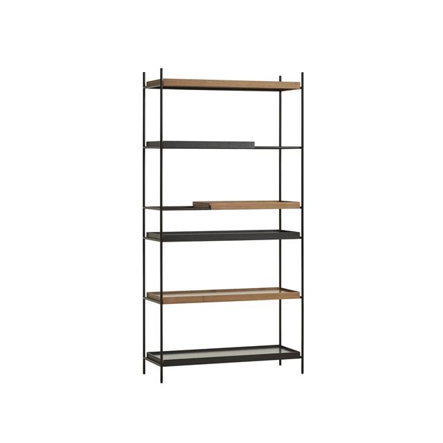 Woud Tray Hyldesystem i Sort Valnød – Elegant Opbevaring