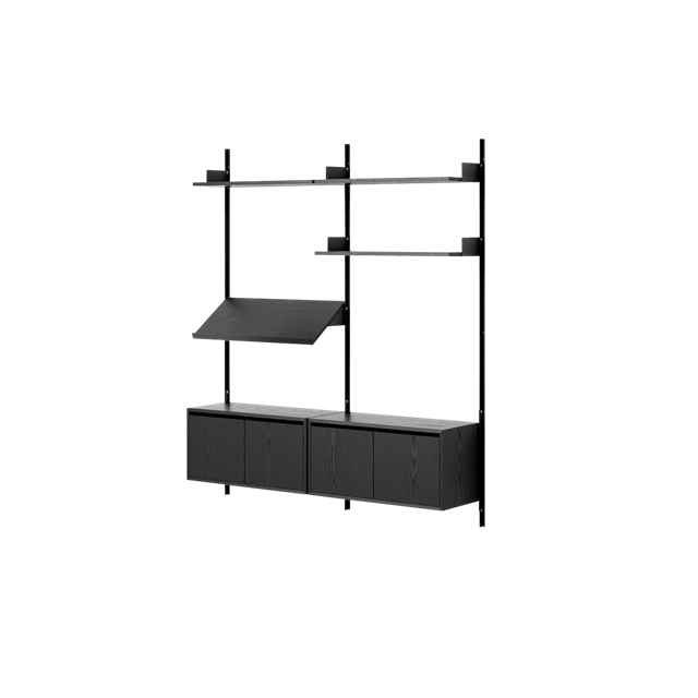 Elegant Reol med Døre i Sort Ask – Stilfuld Opbevaring