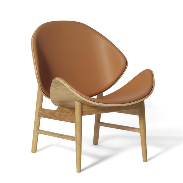 Unik Warm Nordic Orange Lænestol i Cognac Egetræ – Stilfuld Design