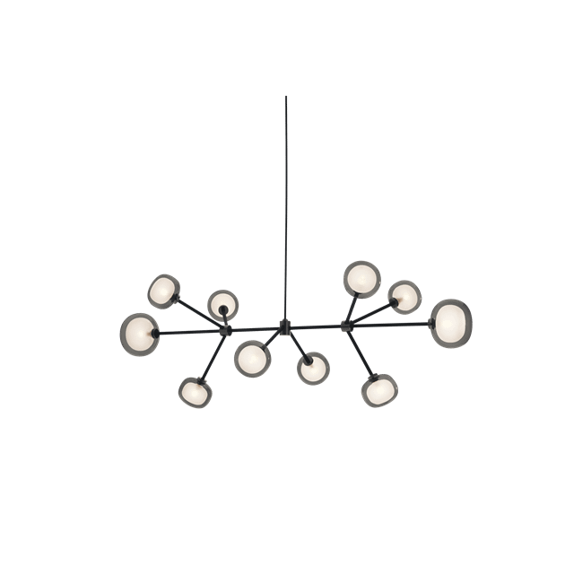 Tooy Nabila Pendel - Mat Sort med Røget Glas Belysning