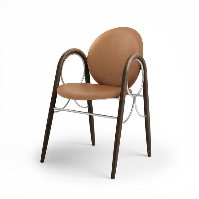 Brdr. Krüger Arkade Spisebordsstol i Krom og Røget Eg