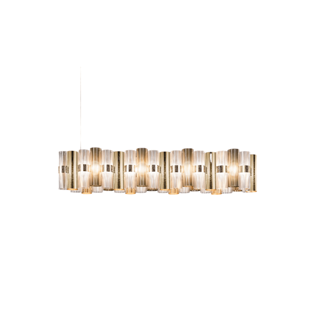 Slamp Lollo Linear Pendel 140 Guld – Elegant Belysningstilbud