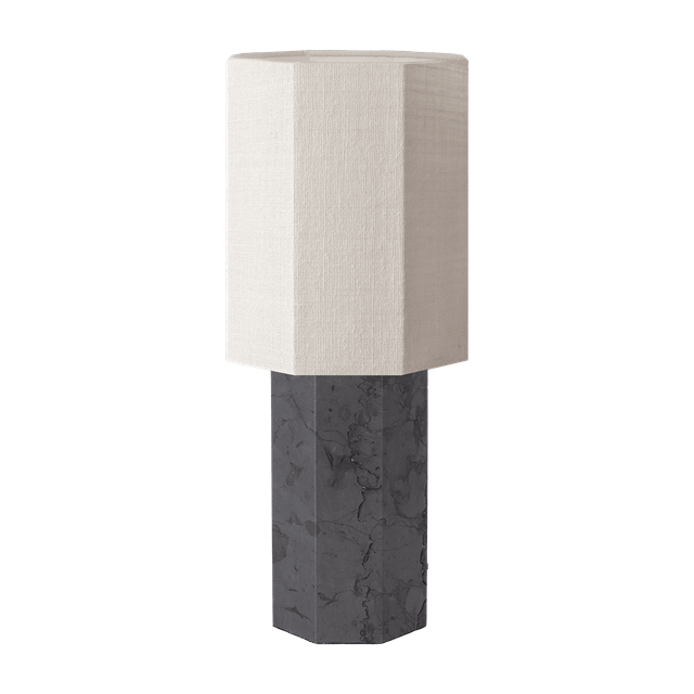 Elegant Bordlampe i Grå Marmor og Jute – Stilfuld Belysning