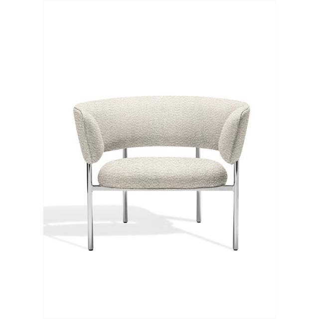 Elegant Beige Boucle Lænestol – Skandinavisk Stil og Komfort