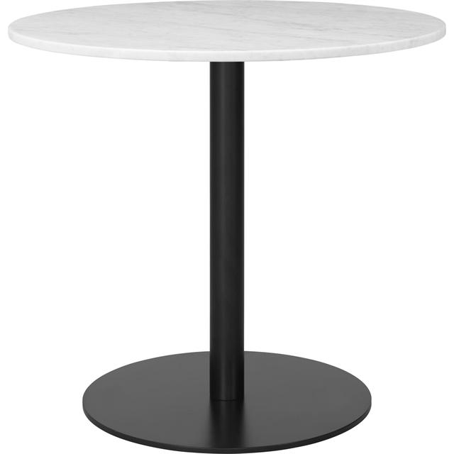 Gubi Rundt Spisebord Ø80 cm – Sort Base, Hvid Marmor Top