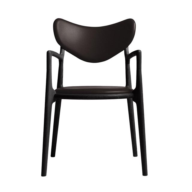 Elegant Mørkebrun Læder Spisebordsstol fra Ro Collection