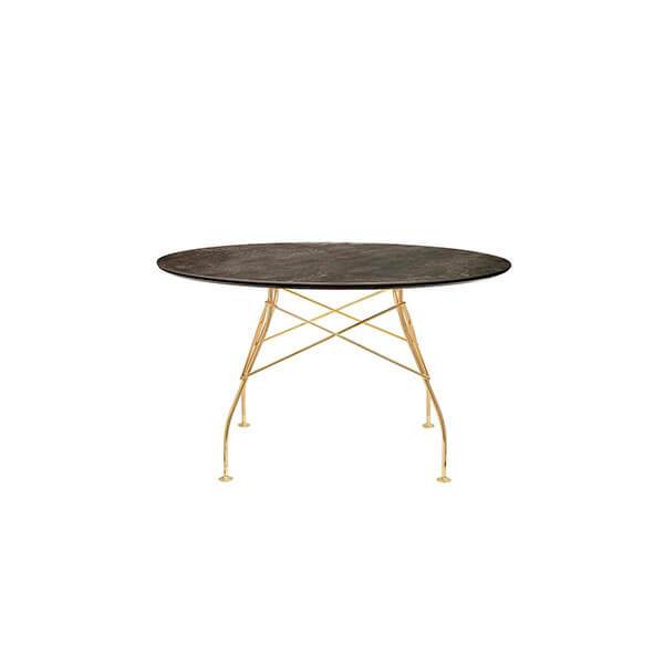 Kartell Glossy Spisebord Ø128 – Aged Bronze Guld Stel
