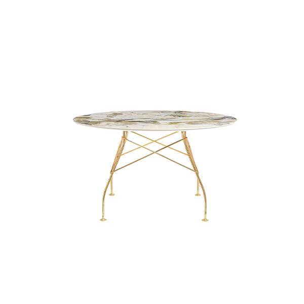 Kartell Glossy Spisebord Ø128 cm – Elegant Guld Stel