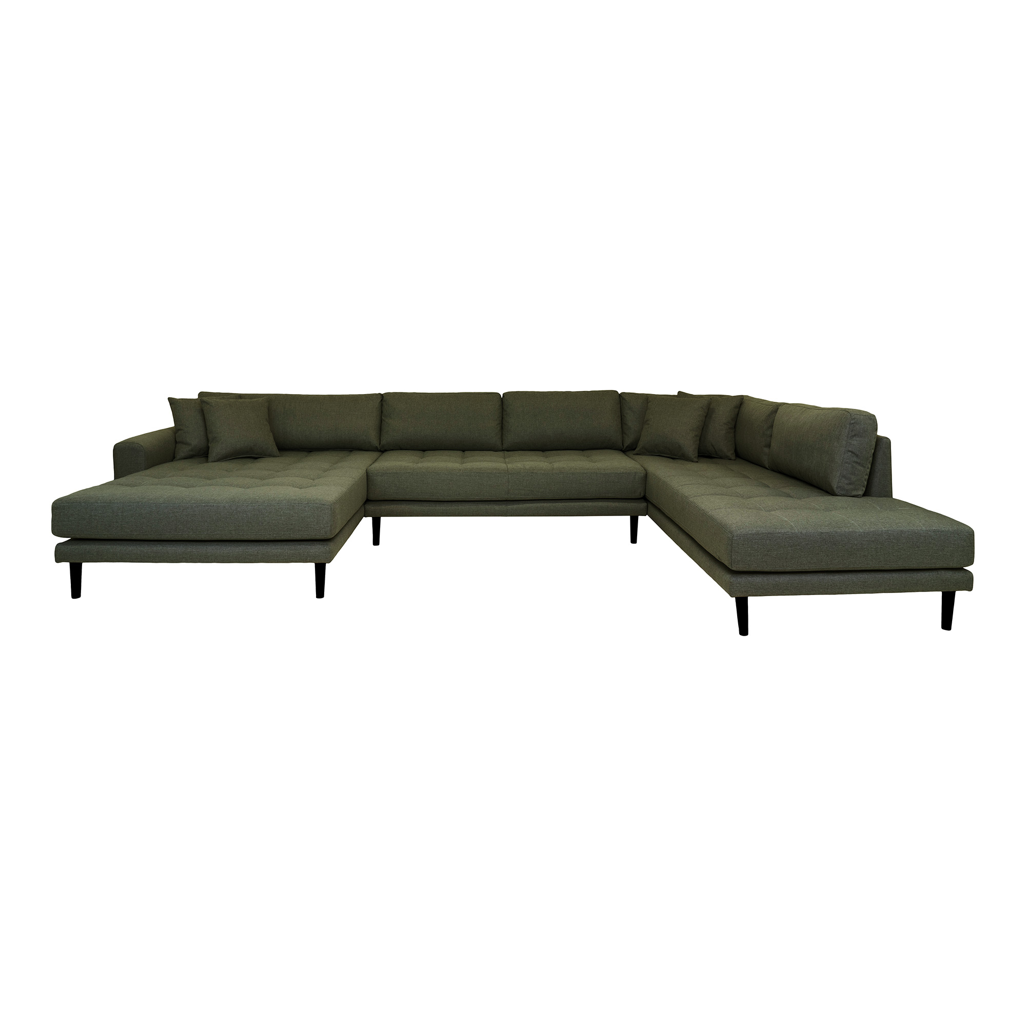 House Nordic Lido  -sofa     åben Ende Venstrevendt     Puder Olivengrøn Polyester   Sort Træ