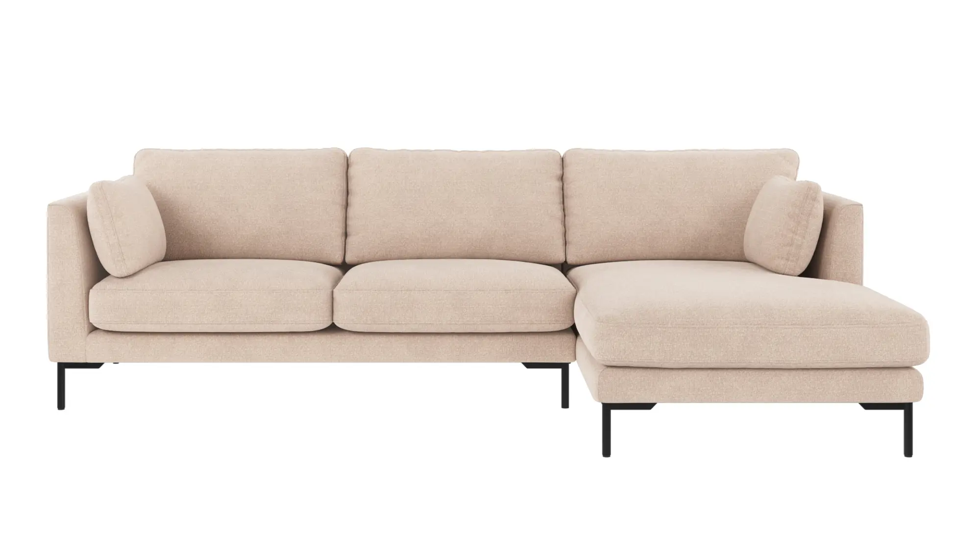 Rowico Corwin     Pers  Sofa     Chaiselong   Lys Beige Polyester Stof   Sort Metal