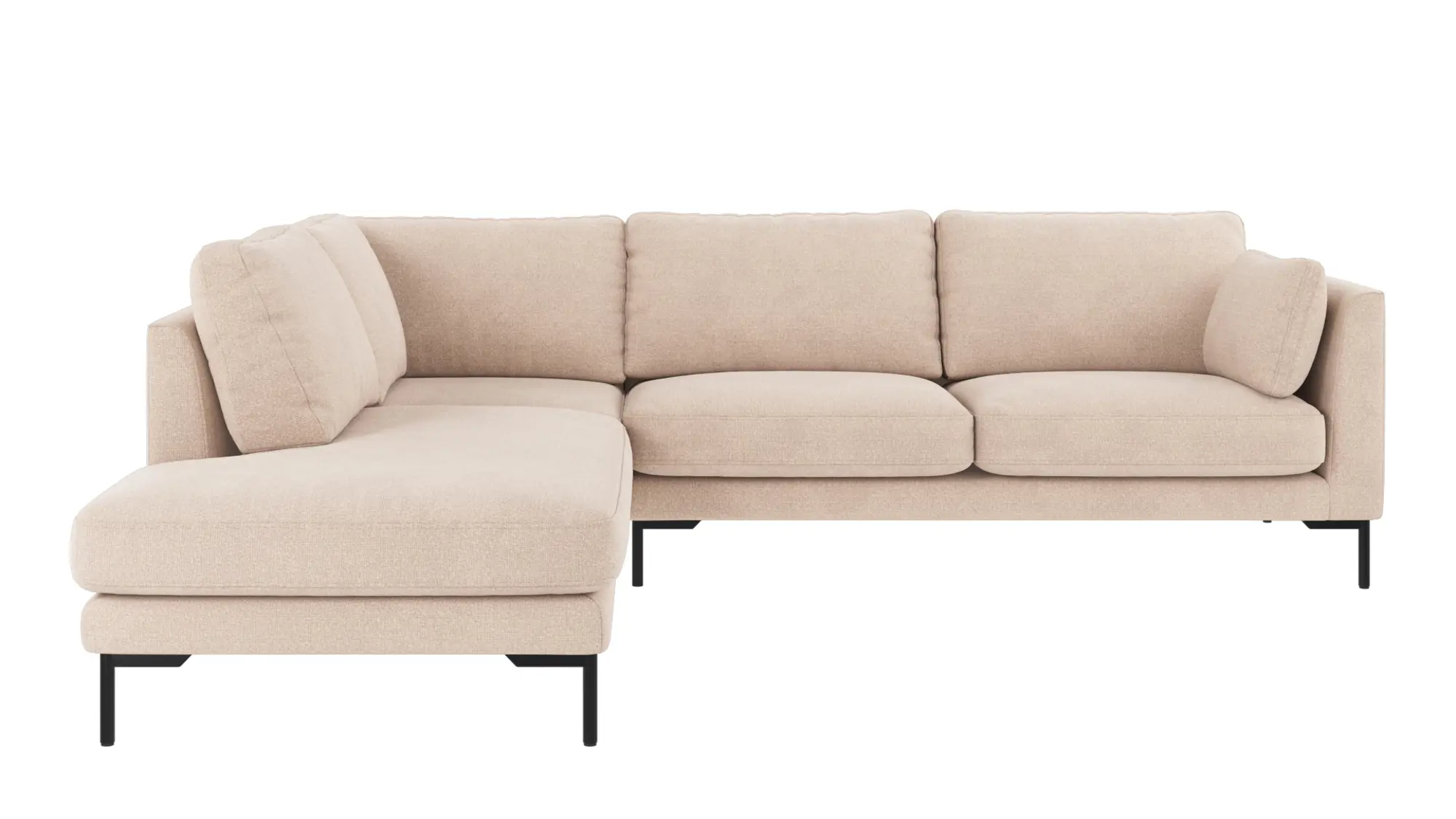 Rowico Corwin         Pers  Hjørnesofa  åben Ende   Lys Beige Polyester Stof   Sort Metal