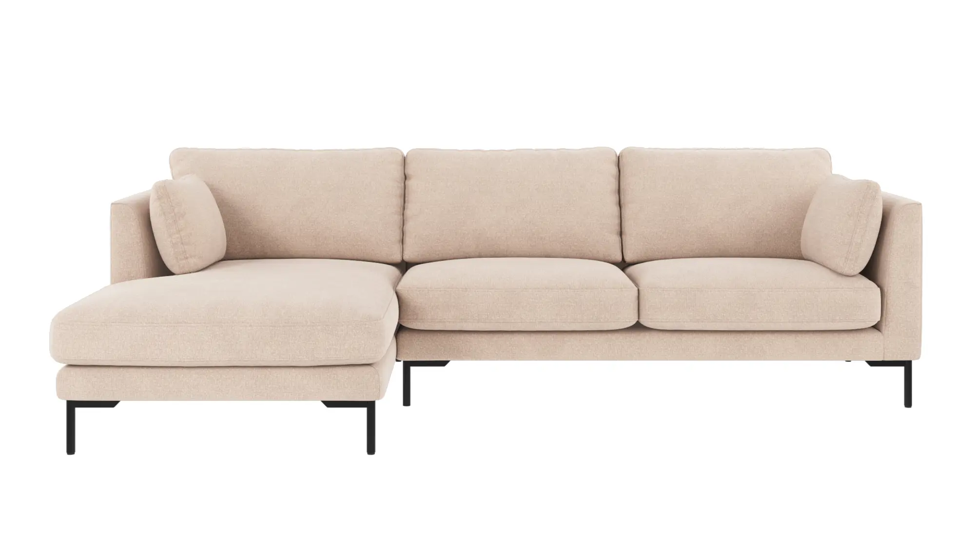 Rowico Corwin     Pers  Sofa     Chaiselong   Lys Beige Polyester Stof   Sort Metal