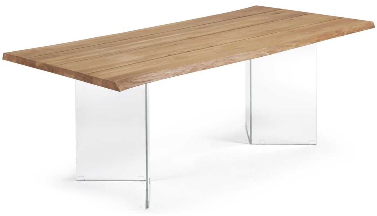 Elegant Egetræ Spisebord Lotty med Glasben – Stilfuldt Design!