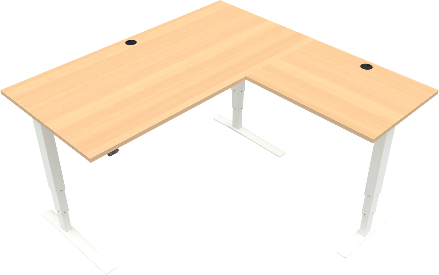 Zennord Rise Rest Hæve-sænkebord Tre-benet Firkantet 160x160   Natur Hvid Sit-stand Skrivebord
