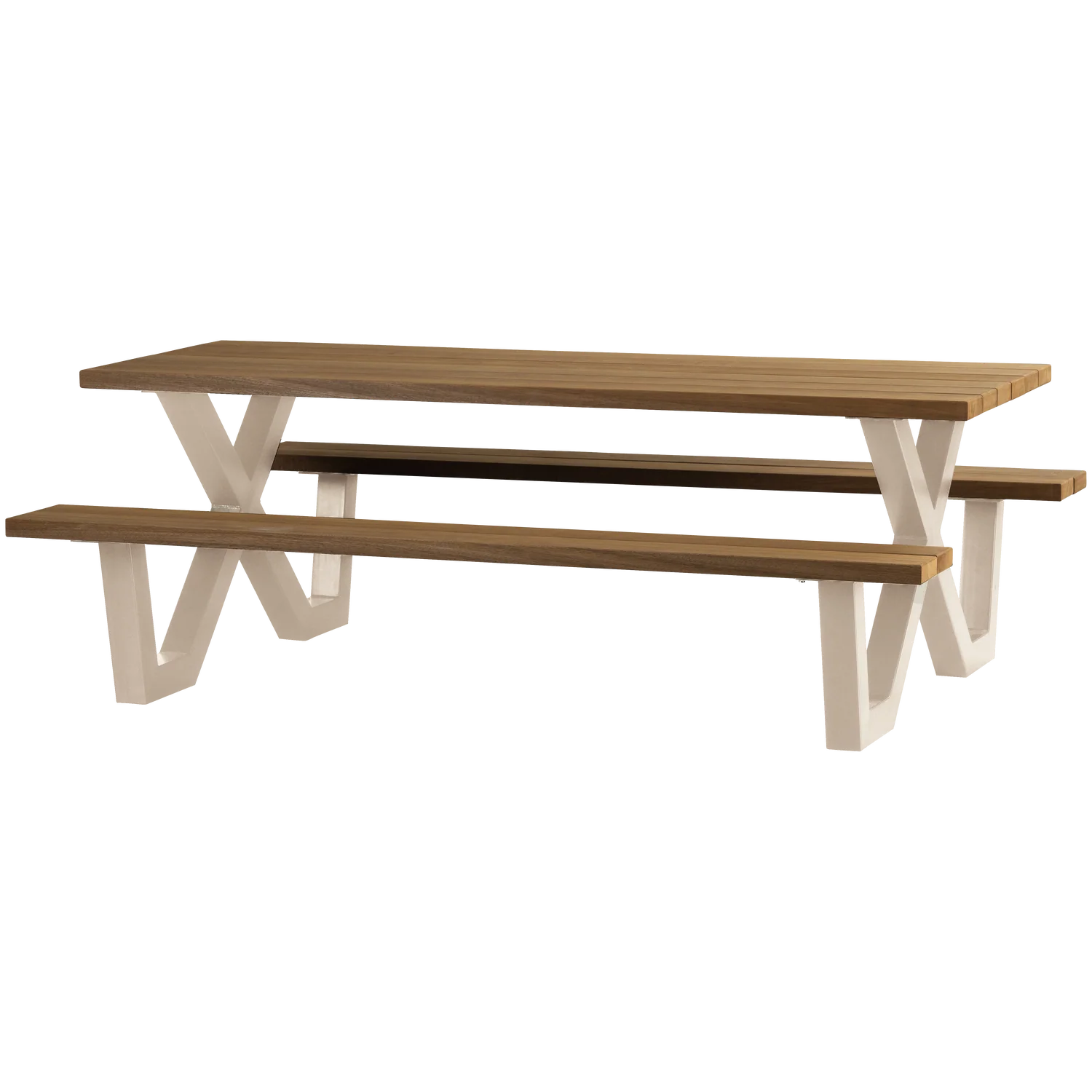 Woood Tablo Udendørs Picnicbord       Bænke    -ben Natur Ayous Træ   Sand Metal