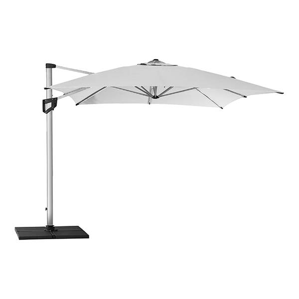 Cane-line Hyde Luxe Parasol Inkl  Fod 3x4    Silver  Mat Anodized     Dusty White Fabric