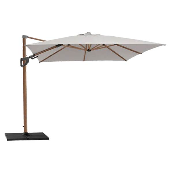 Cane-line Hyde Luxe Parasol Inkl  Fod 3x4    Aluminium  Wood Look     Dusty White Fabric  : Erling Christensen Møbler