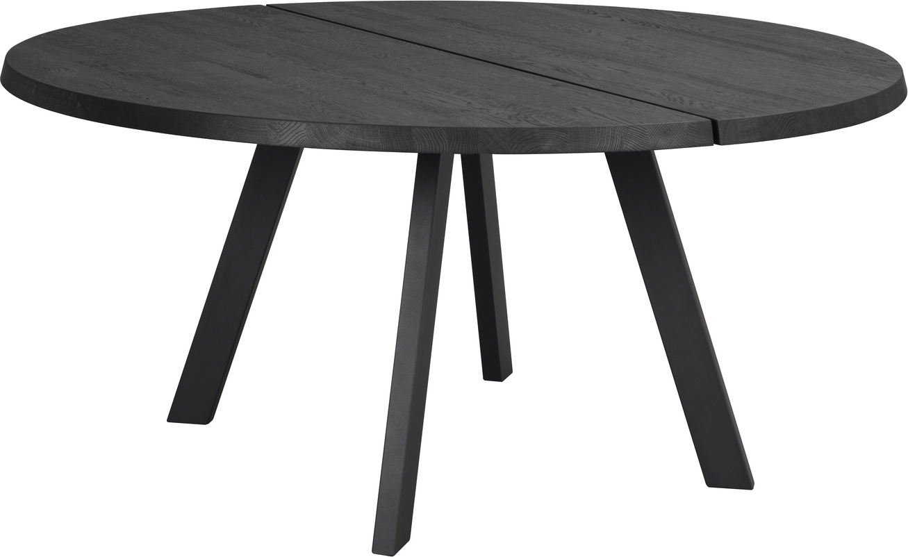 Rundt Spisebord Rowico Fred ø160   Sort Lakeret Massiv Ask Fsc-certificeret Med Spinkle Metalben   Tidløs Nordisk Stil