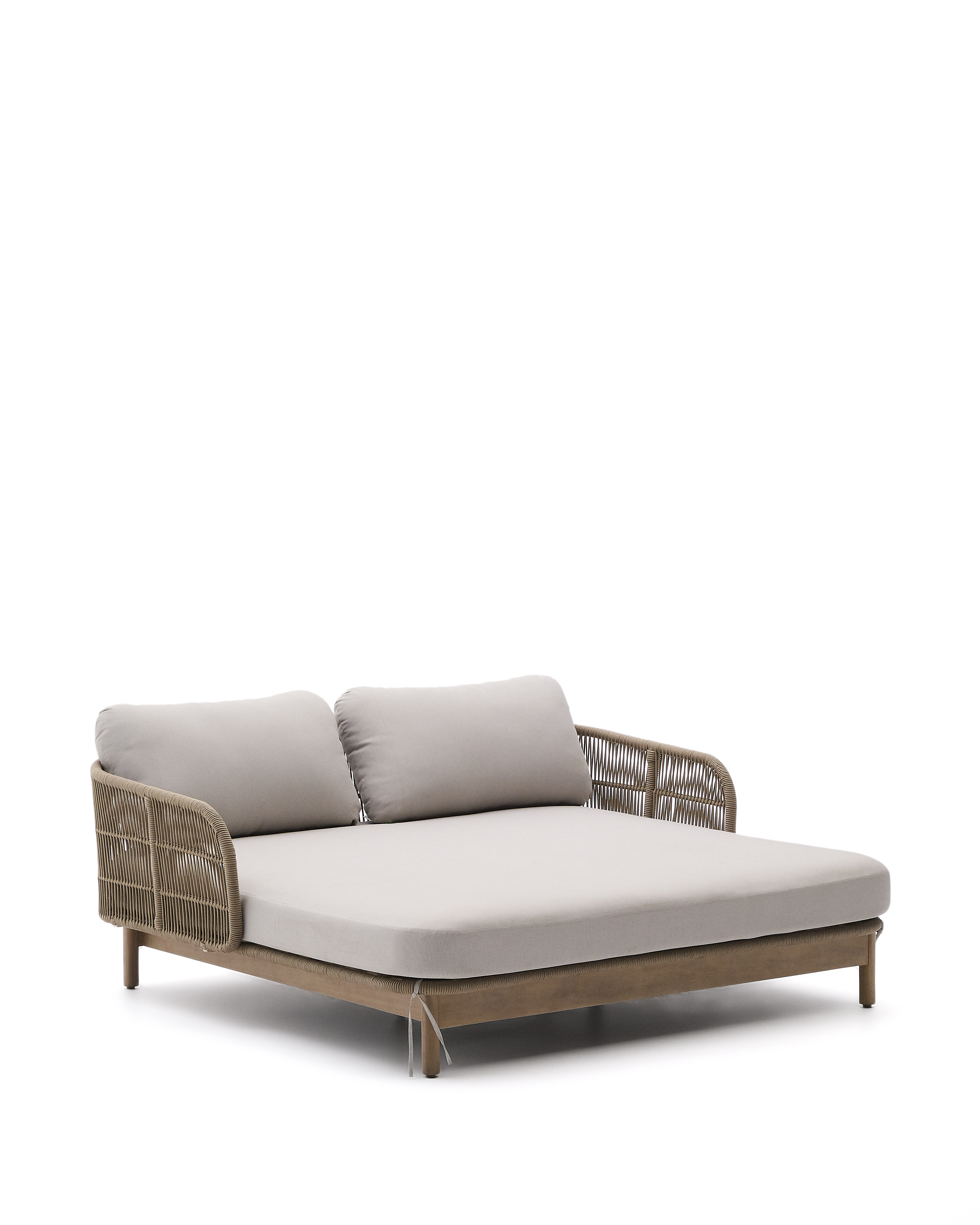 Kave Home Catalina Dobbelt Solseng     Ryglæn   Hynder Beige Tovsnor   Akacietræ