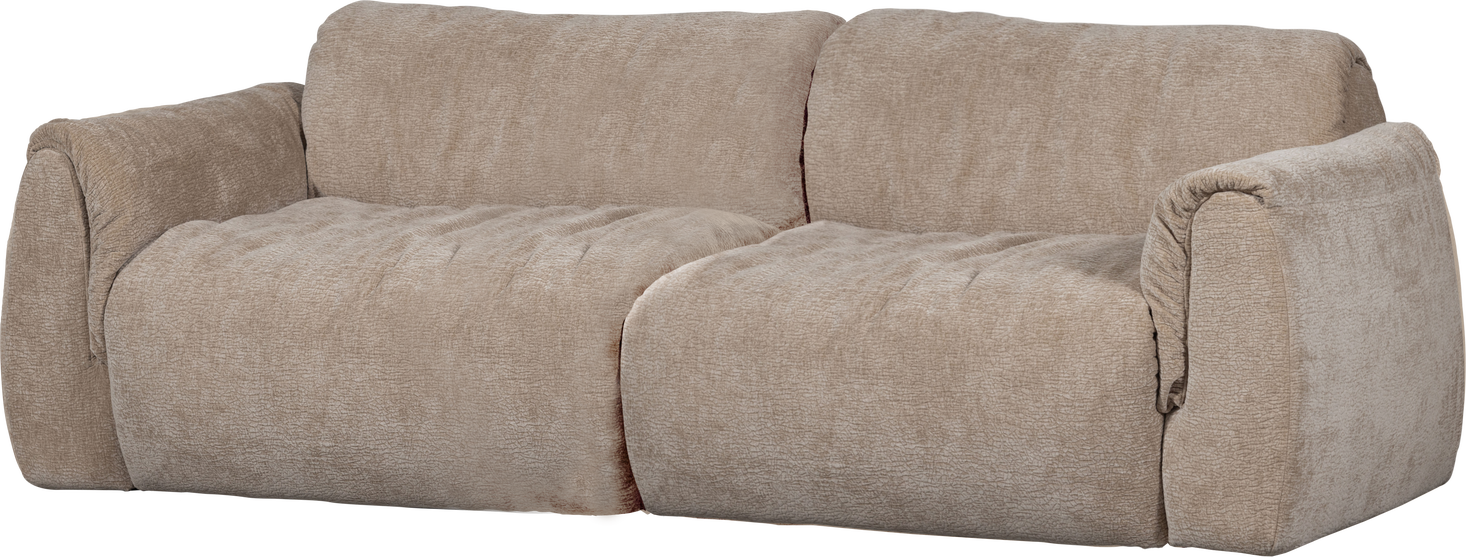 -personers Sofa Woood Baggy  Sand  Drew 3d Chenille Stof  Dunpolstret Komfort  Slidstærkt Polyester  B228