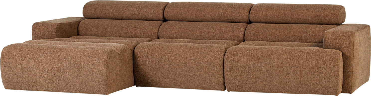 Loungesofa Venstrevendt Woood Novi Bouclé Karamel 300ã 173   Med Chaiselong   Justerbar Nakkestøtte