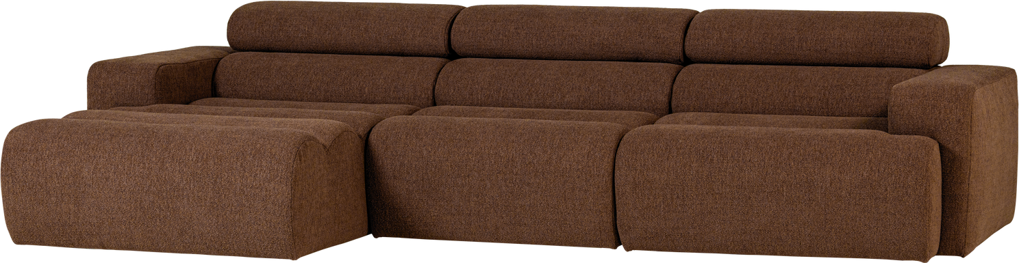 Loungesofa Woood Novi Venstrevendt Chaiselong   Bouclé Mokkabrun 300x173   Med Justerbar Nakkestøtte
