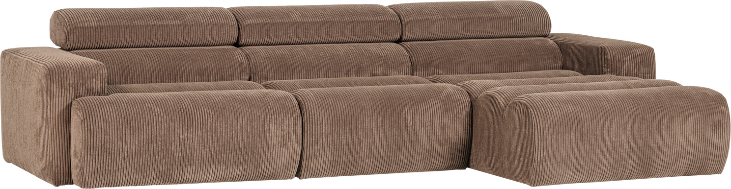 Loungesofa Højrevendt Woood Novi  Ribstrikket Ronni-stof  Taupe  300x173