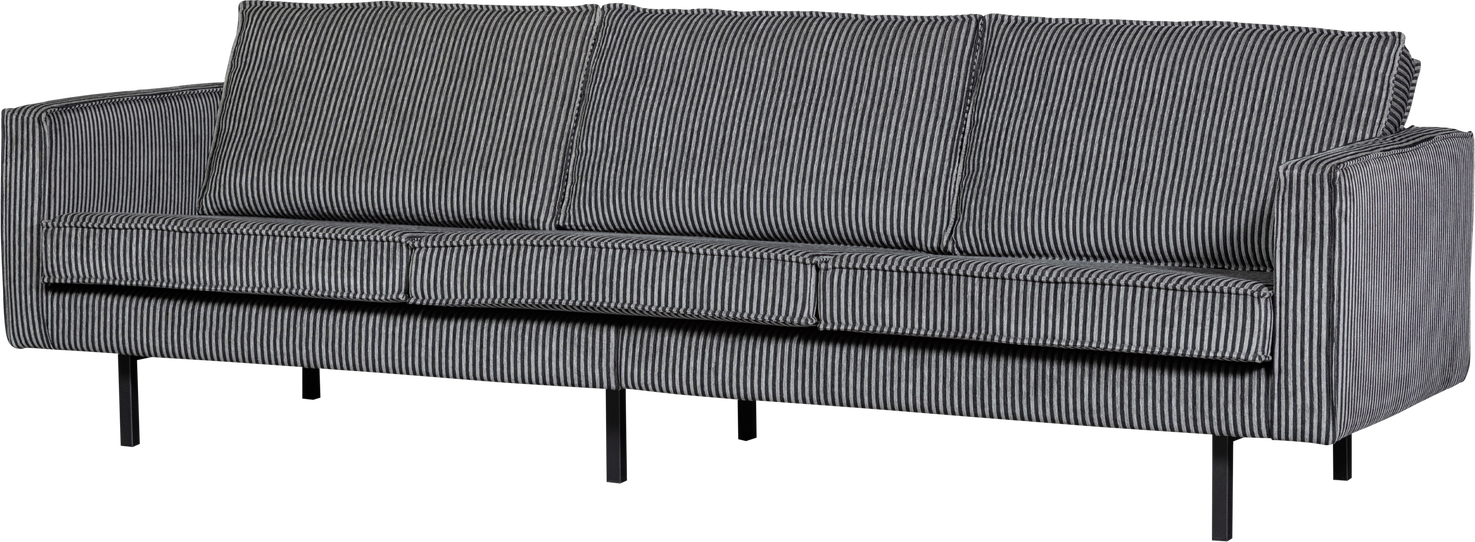 -personers Sofa Woood Rodeo  Tresæders Sofa  Vævet Stribet Stof  Sort Grå  B277