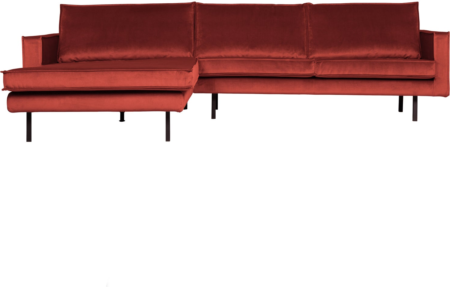Chaiselongsofa Venstrevendt Woood Rodeo  Kastanjebrun Velour  Rummelig Loungesofa