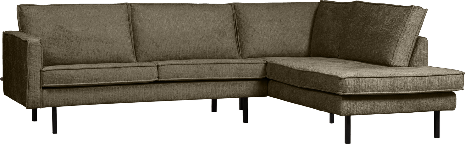 Hjørnesofa Højrevendt Woood Rodeo   Loungesofa   Grøn Bonsai Strukturvelour 85ã 266ã 213