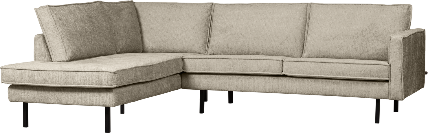 Loungesofa Woood Rodeo Hjørnesofa Venstre 266x213   Wheatfield Beige Struktureret Velour Fast Siddekomfort