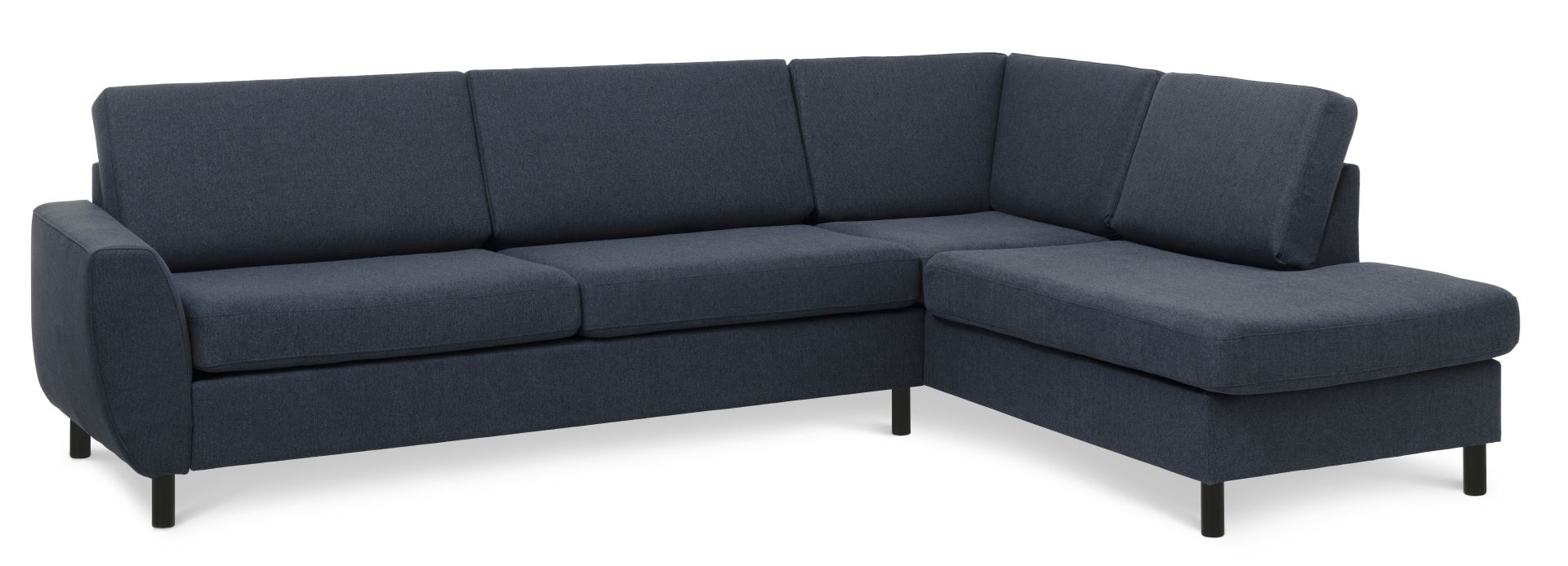 Wendy Set     Right Sofa     Chaiselong Blå Polyester Stof   Sort Træ