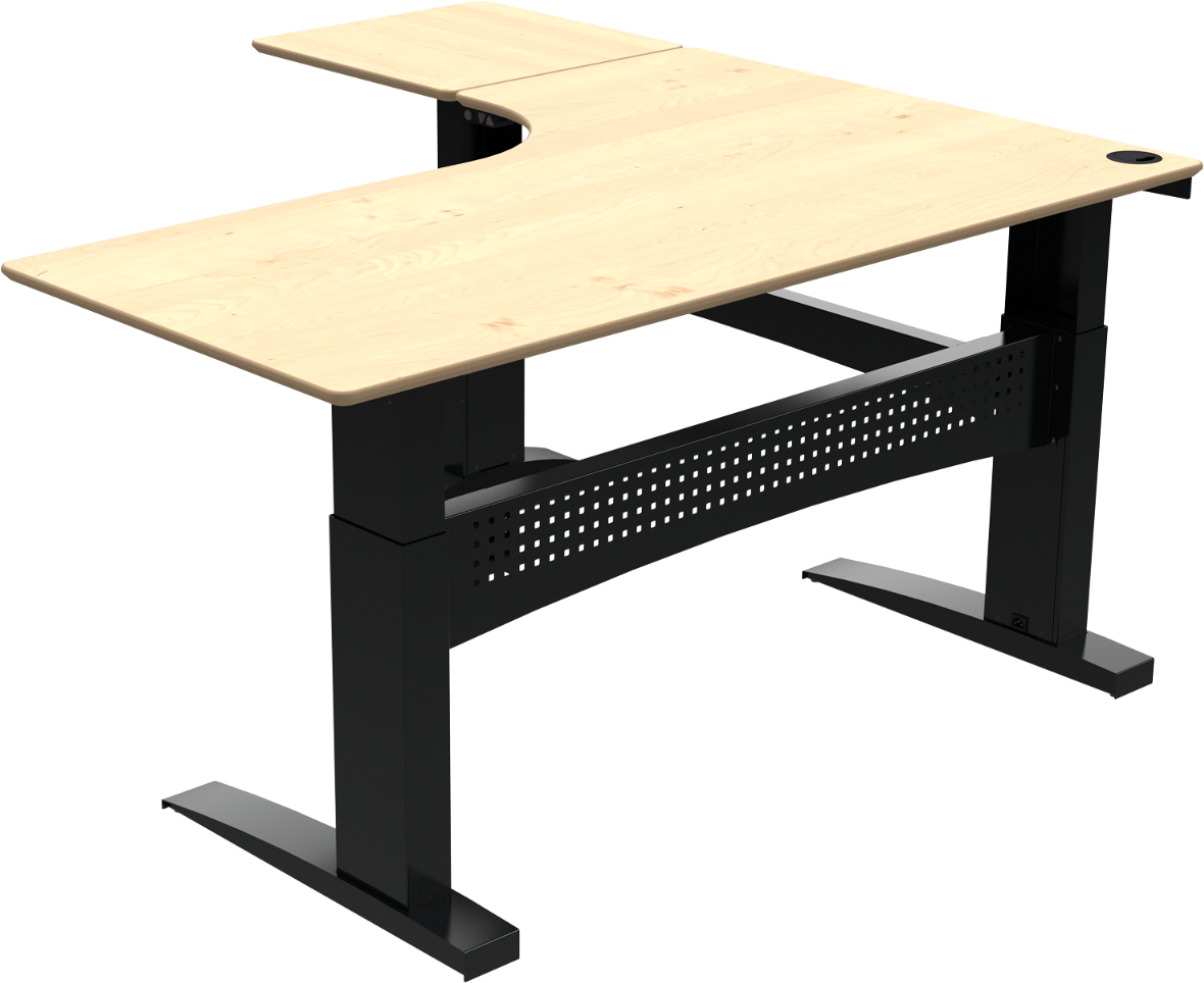Ergonomisk L-formet hæve-sænkebord til hjemmekontor
