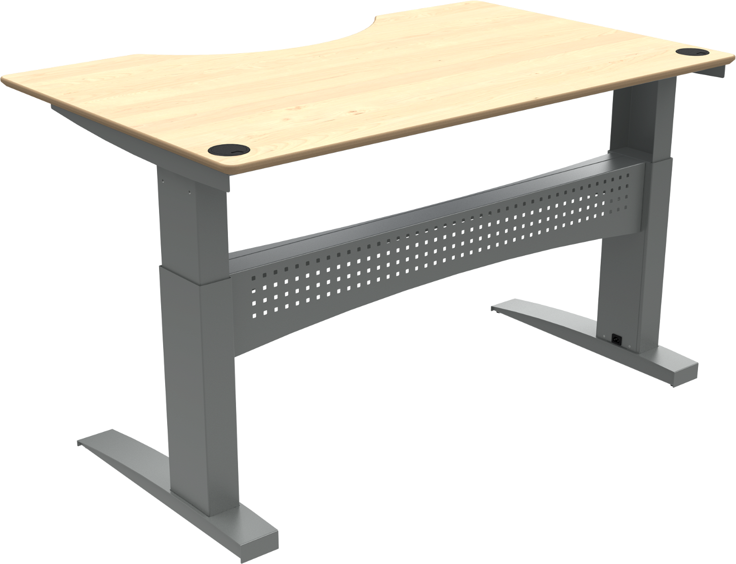 Elegant Hæve-Sænkebord Zennord Flexdesk i Ahorn & Sølv