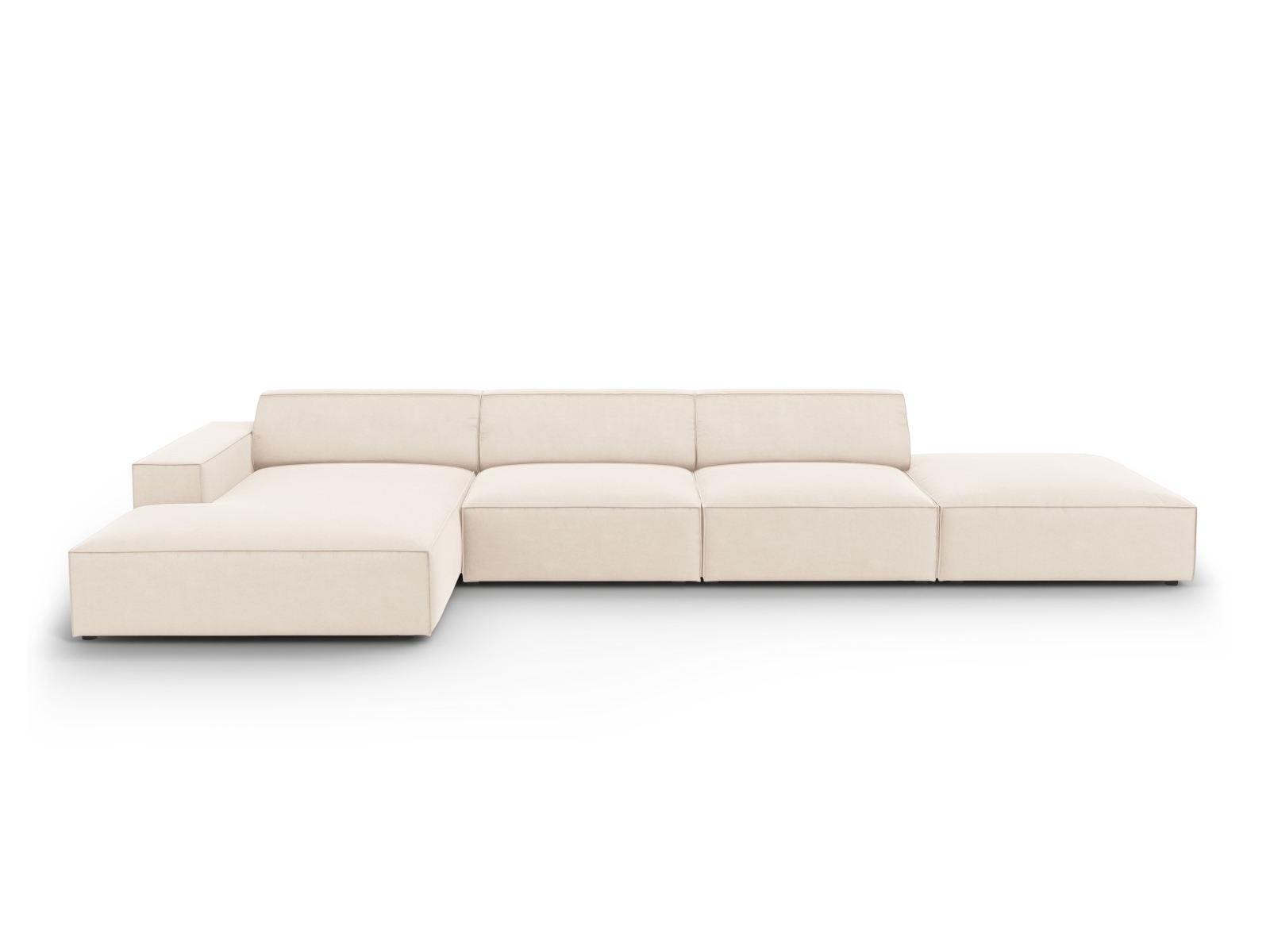 Micadoni Jodie Hjørnesofa Venstre - Beige Fløjl & Sort Ben