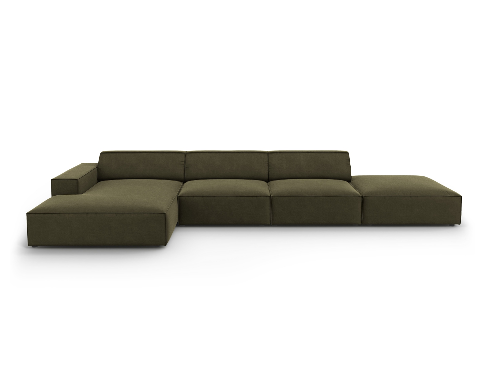 Micadoni Jodie Hjørnesofa – Grøn Fløjl & Sort Plastiktilbud