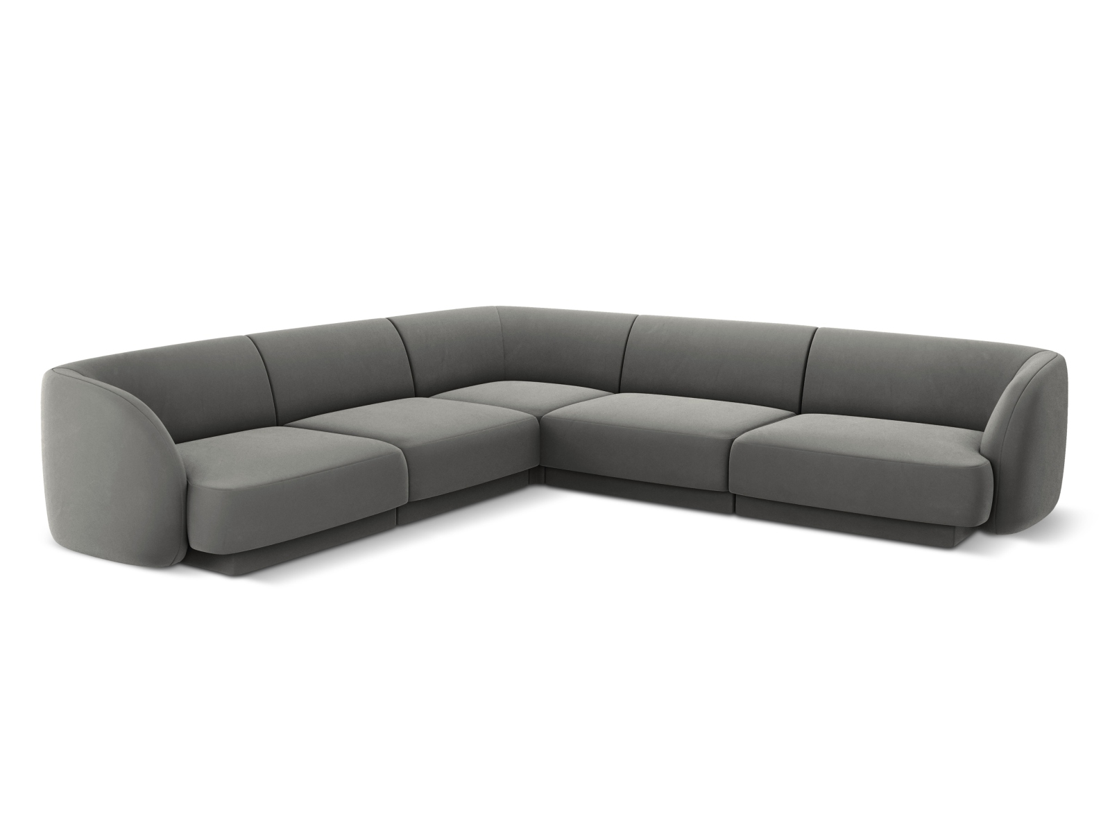 Micadoni Miley Symmetrical Hjørnesofa    Sæder Grå Fløjl   Sort Plast