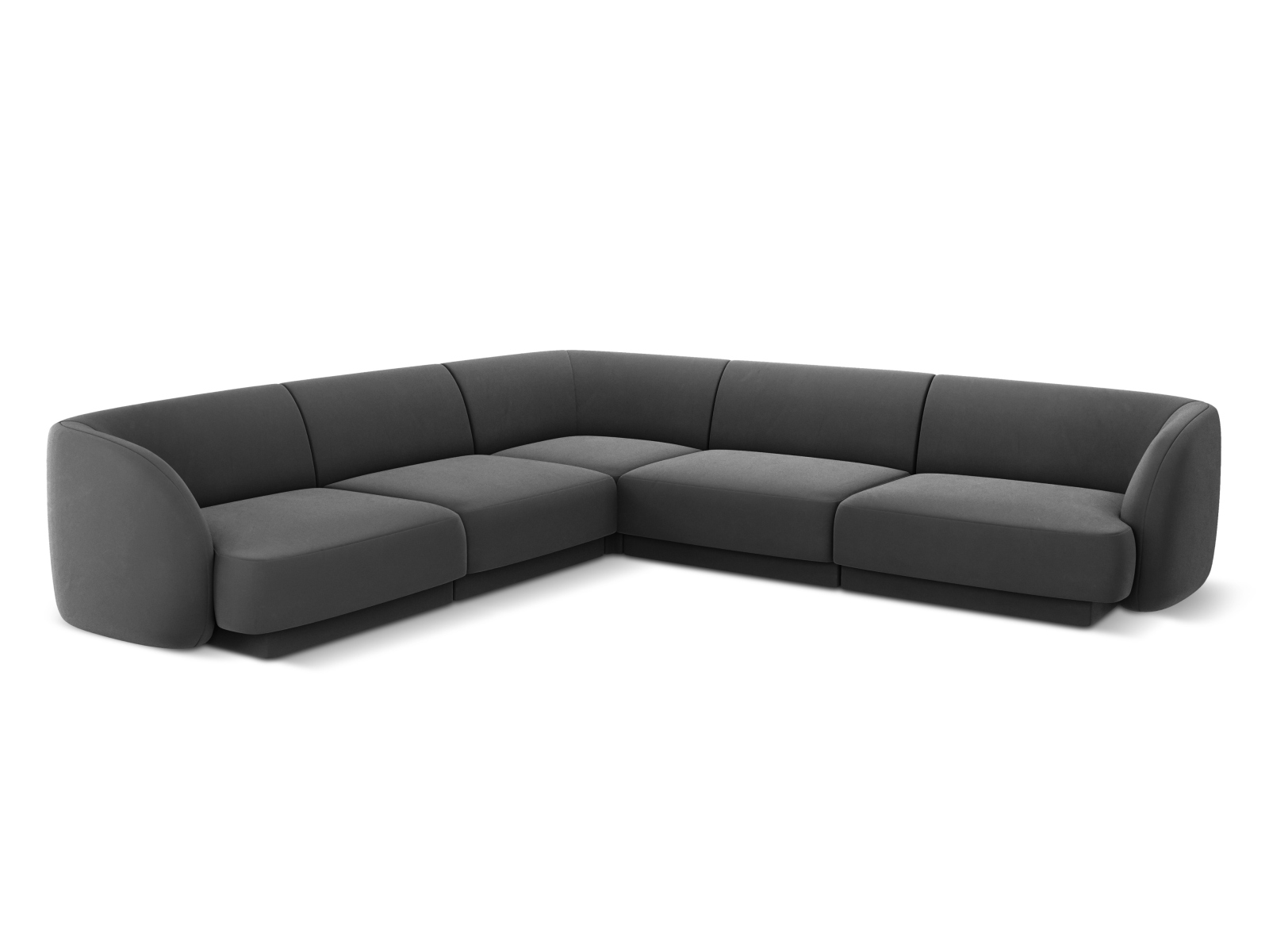 Micadoni Miley Symmetrical Hjørnesofa    Sæder Grå Fløjl   Sort Plast