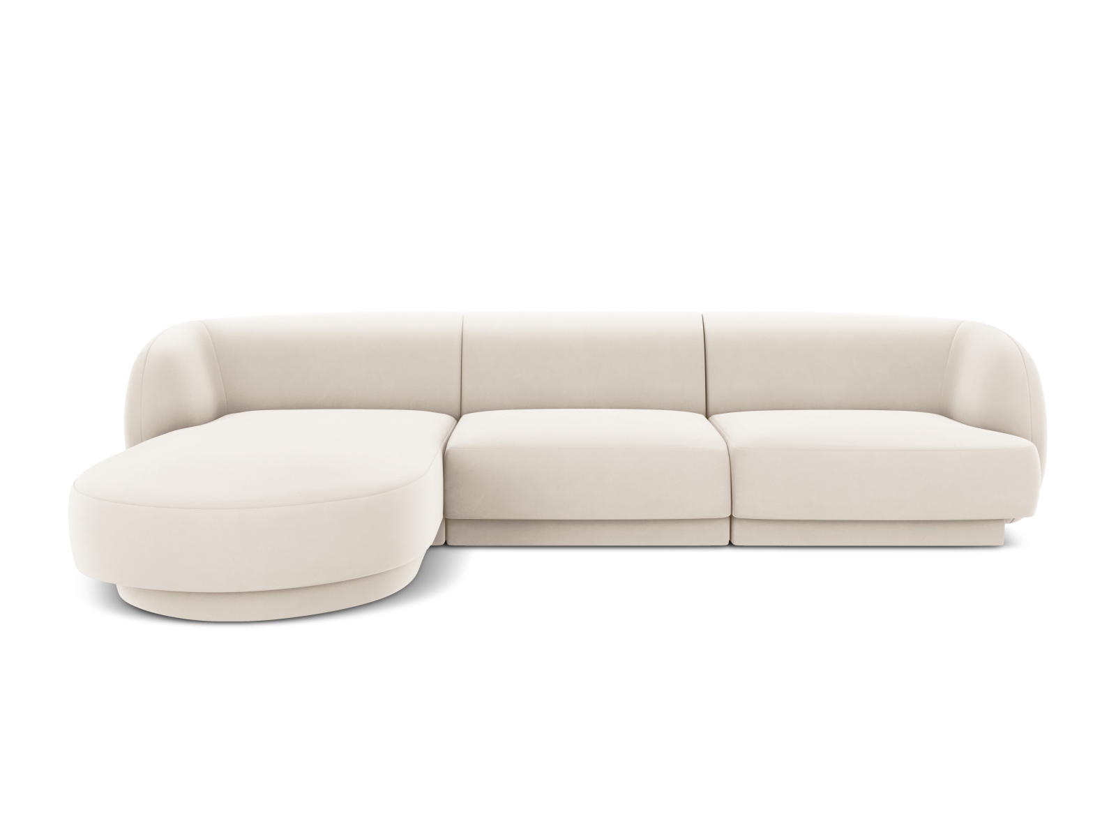 Micadoni Miley Hjørnesofa Venstre - Beige Fløjl & Sort Plast