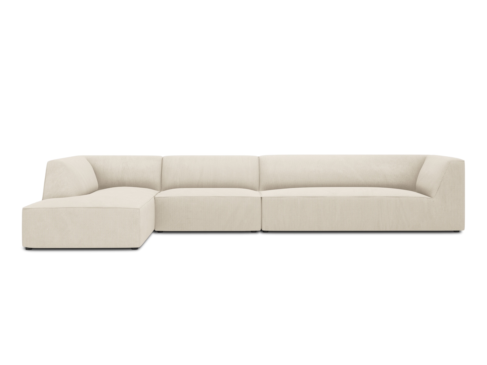 Micadoni Ruby Modul Hjørnesofa  Venstre    Sæder Beige Corduroy Fløjl   Sort Plast