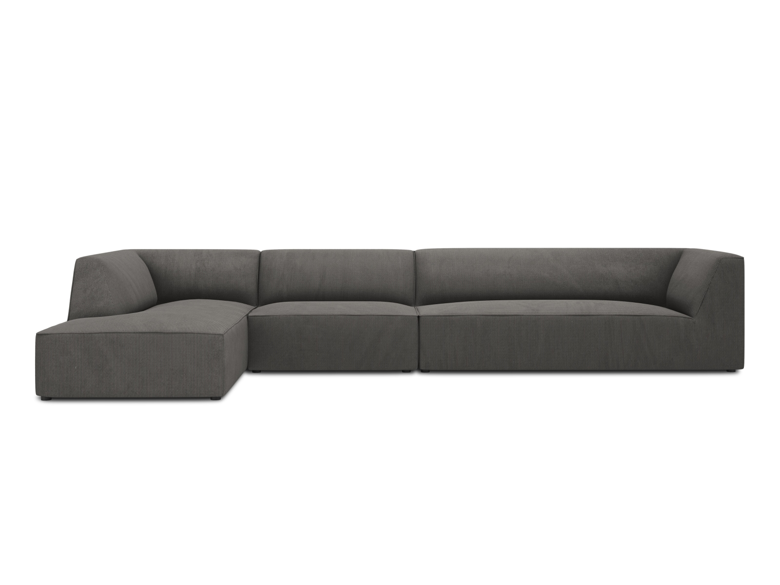 Micadoni Ruby Modul Hjørnesofa  Venstre    Sæder Antracitgrå Corduroy Fløjl   Sort Plast