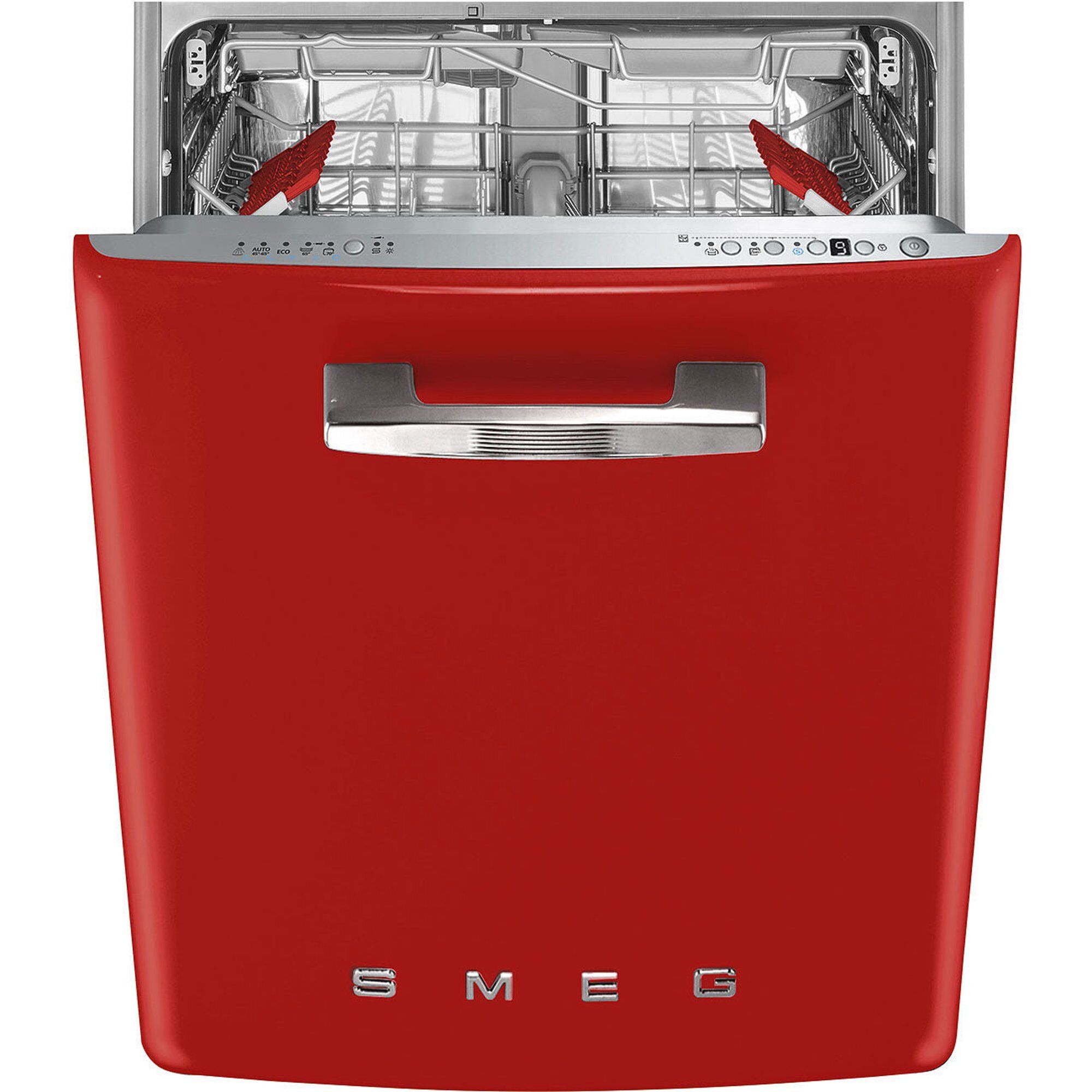 Smeg Rød Retro Opvaskemaskine – Stilfuld Elegance til Køkkenet