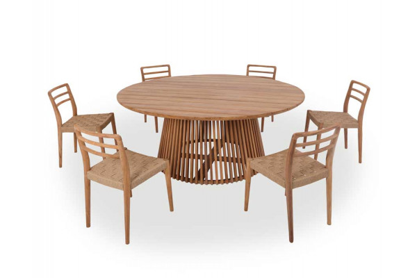 Luna Duri Teak Havemøbelsæt med 6 Stole – Fantastisk Tilbud!