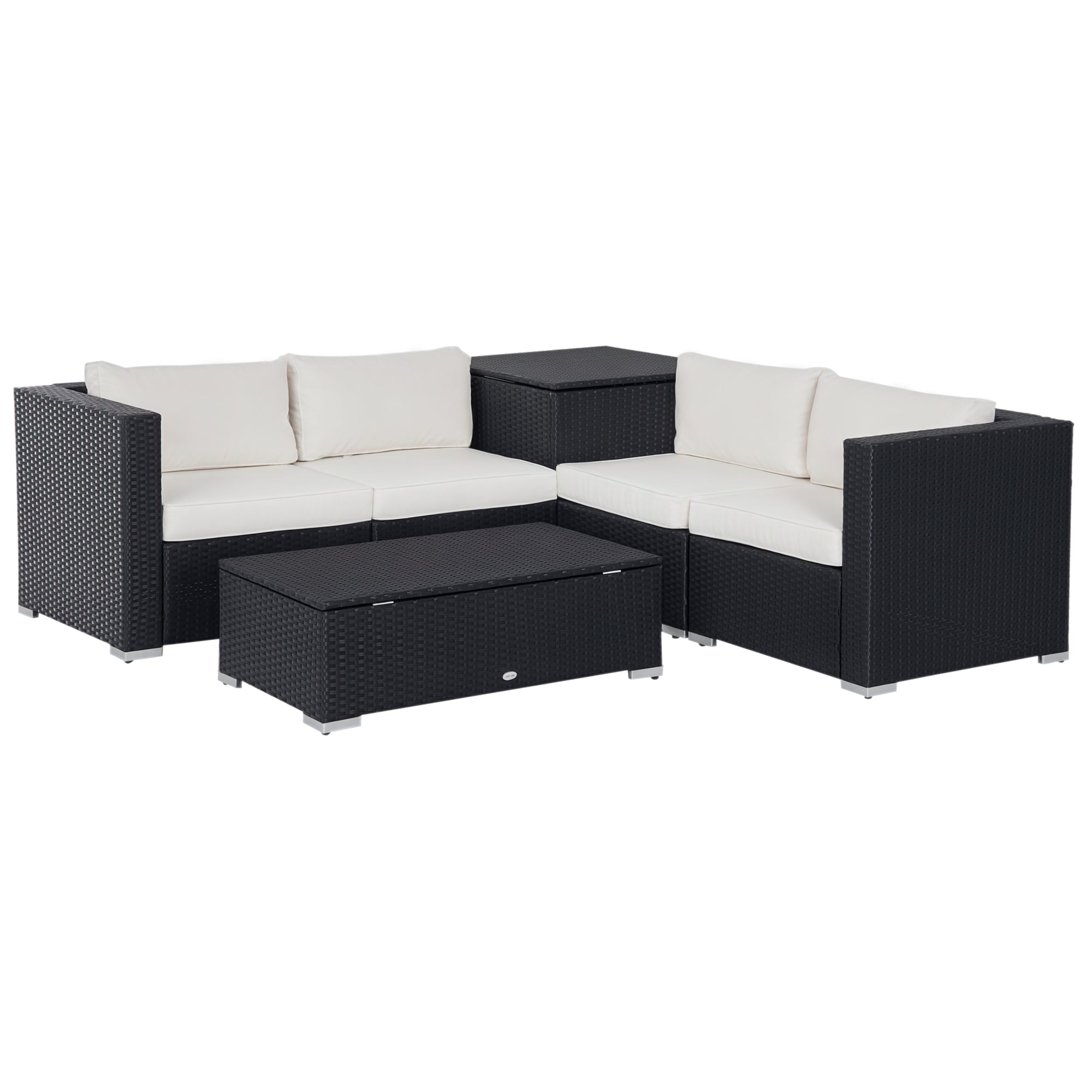 Elegant havemøbelsæt i polyrattan – Sort og Creme